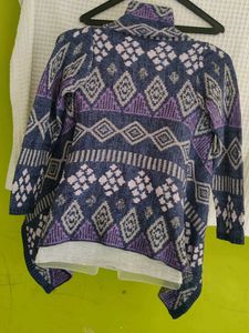 Patterned Open-Front Cardigan