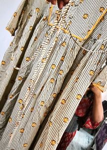 JANASYA Beige And Yellow With Crochet Detld Kurta