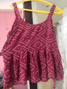 Maroon Print Top