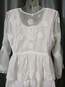 White embroidery Dress/Kurti ✨