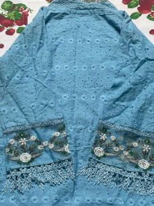 Trendy Pakistani Straight Kurti Set  Ocean Blue 💙