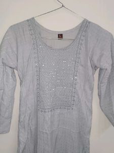 Grey Straight Kurta For Daily Wear