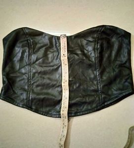 Black Faux Leather Corset Top