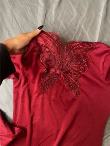 Imported Red Long Sleeve Dress