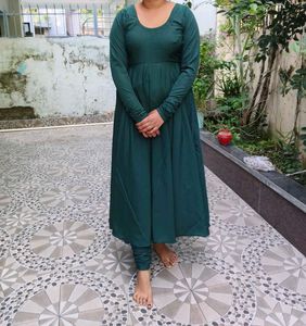 Elegant Green gown with churidar