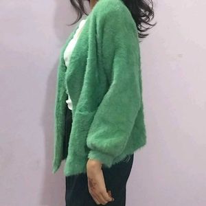 Green Fuzzy Cardigan