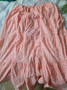 Peach Floral Tiered Skirt