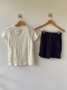 Navy Blue &amp; White Shorts Set