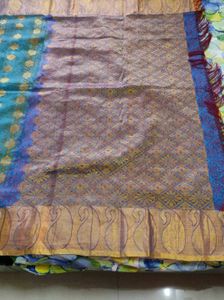Teal & Gold Silk Saree