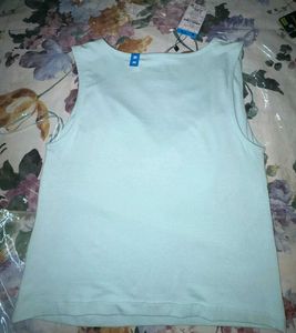 Light Blue Queen Anne Neck Tank Top