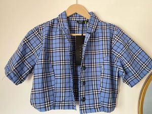 Blue Plaid Cropped Shirt