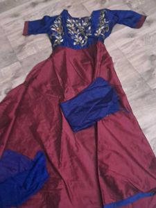 Elegant Blue & Maroon Ethnic Gown