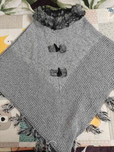 Grey Knitted Poncho