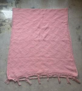 Handmade Pink Knitted Baby Blanket