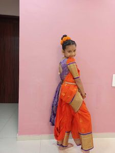 Orange predraped navvari saree with blouse