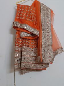 Orange Embroidery Lehenga Choli