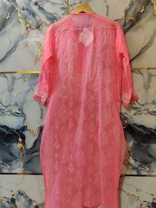 brand new chikankari Pink Embroidered Kurta