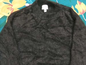 Black Fuzzy Cropped Sweater