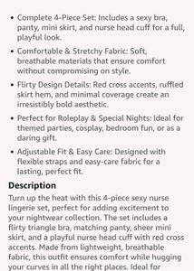 Women&#39;s Sexy Nurse Lingerie Set - 4-Piece