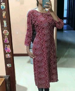Maroon Bandhani Print Kurti