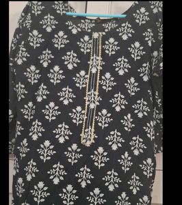 Black Printed Kurta Set With Pants