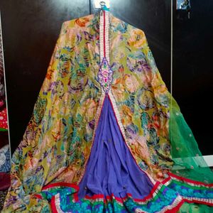 Self-pleated Lehnga Saree Designer