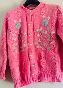 Vintage Pink Embroidered Cardigan