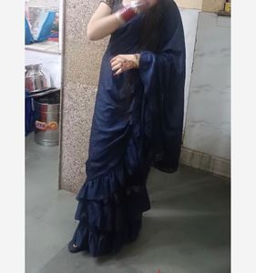 Elegant Blue Ruffle Saree