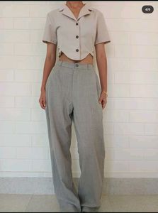 Cropped Beige Button-Down Top