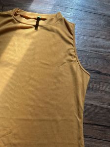 Mustard Ribbed Mini Dress