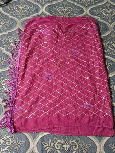Elegant Purple Embroidered Garara With  Crop Top