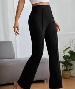 Black Flared Trouser Pants