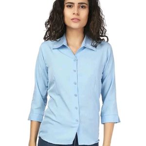 Light Blue 3/4 Sleeve Blouse