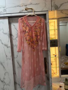pink chikankari kurta