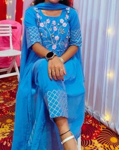 Elegant Blue Embroidered Kurta Set