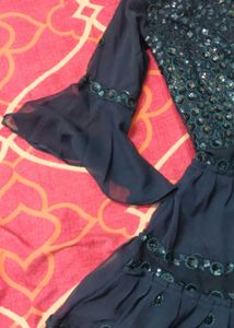 Elegant Teal Embellished Dress