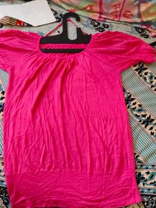 Hot Pink Short Sleeve Tunic Top