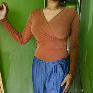 Shimmery Wrap Top