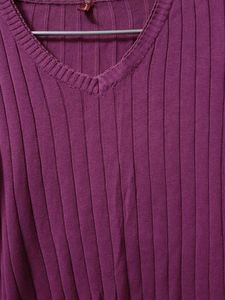 Purple V-Neck Knit Sweater