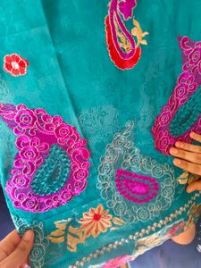 Teal Paisley Embroidered Dress