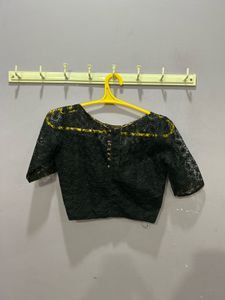 Black Lace Sheer Blouse With Lehanga
