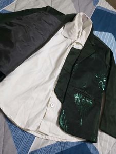 Dark Green Blazer, Vest, &amp; Pant Set