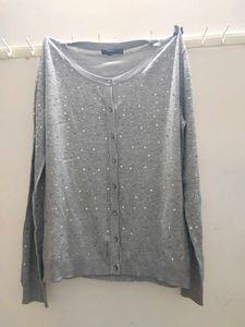 Grey Embellished Cardigan