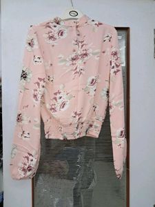 Floral Print Long Sleeve Crop Top
