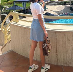 Ripped Denim Mini Skirt