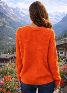 Stylish Orange Knit Sweater