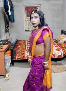 Purple &amp; Gold Saree With Blouse