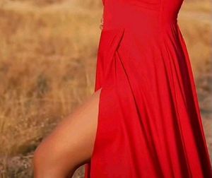 Hot Red Slit Dress For Women
