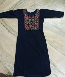 Navy Blue Colour Woolen Kurti