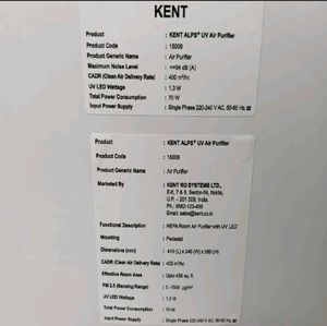 Kent Alps+Uv Light Air purifier
